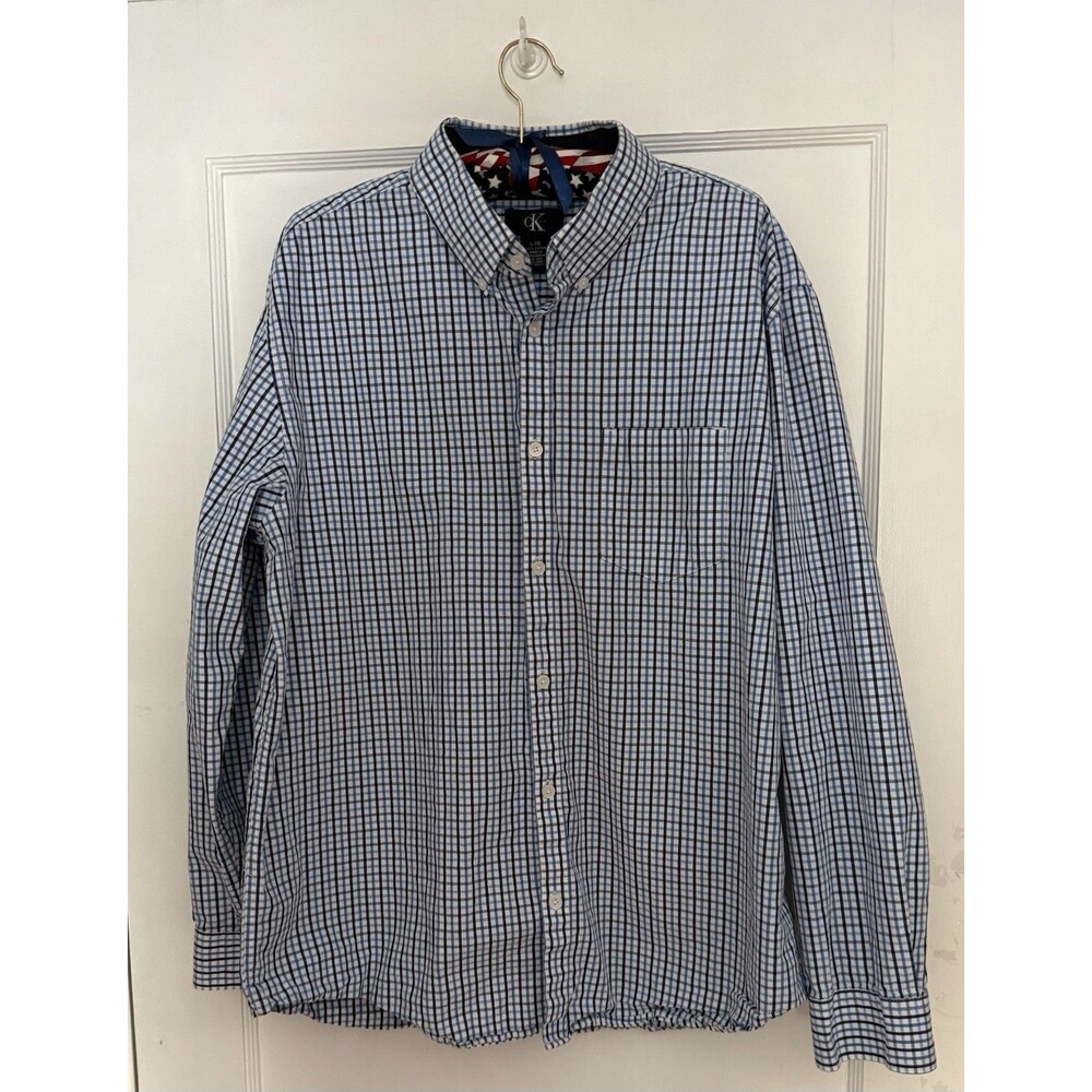 Calvin Klein Men's 100% cotton Long Sleeve Shirt L preppy career office business